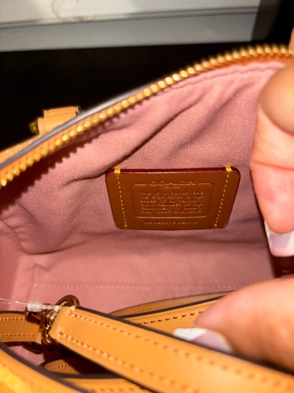 COACH Powder Pink Mini Rowan Signature Canvas 2026. Tan Handles & Gold Hardware - Picture 7 of 7